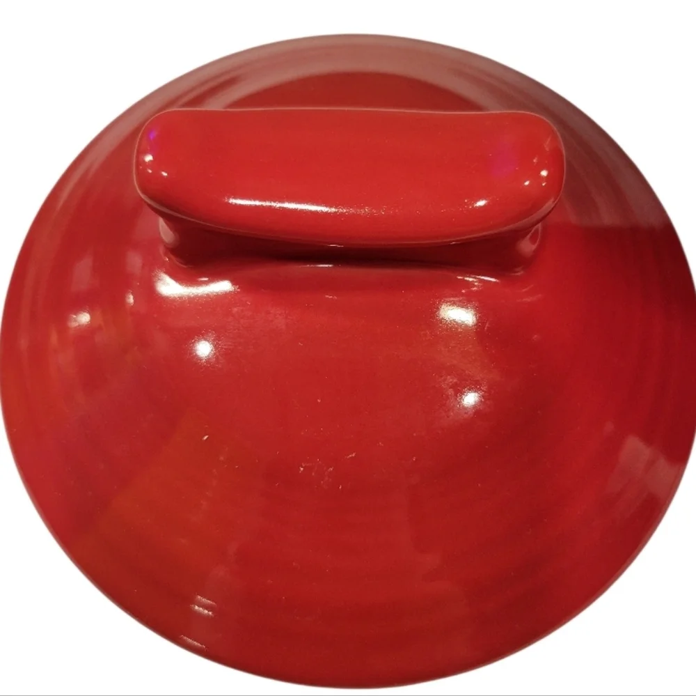 FIESTA MEDIUM pet dog bone CANISTER treat cookie CROCK SCARLET
